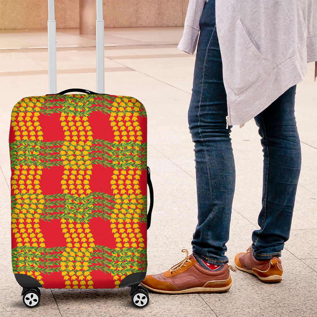 Aloha Hawaii Ilima Maile Lei Luggage Cover Palaka Inspired Hawaiian-plaid Red LT14 Red - Polynesian Pride