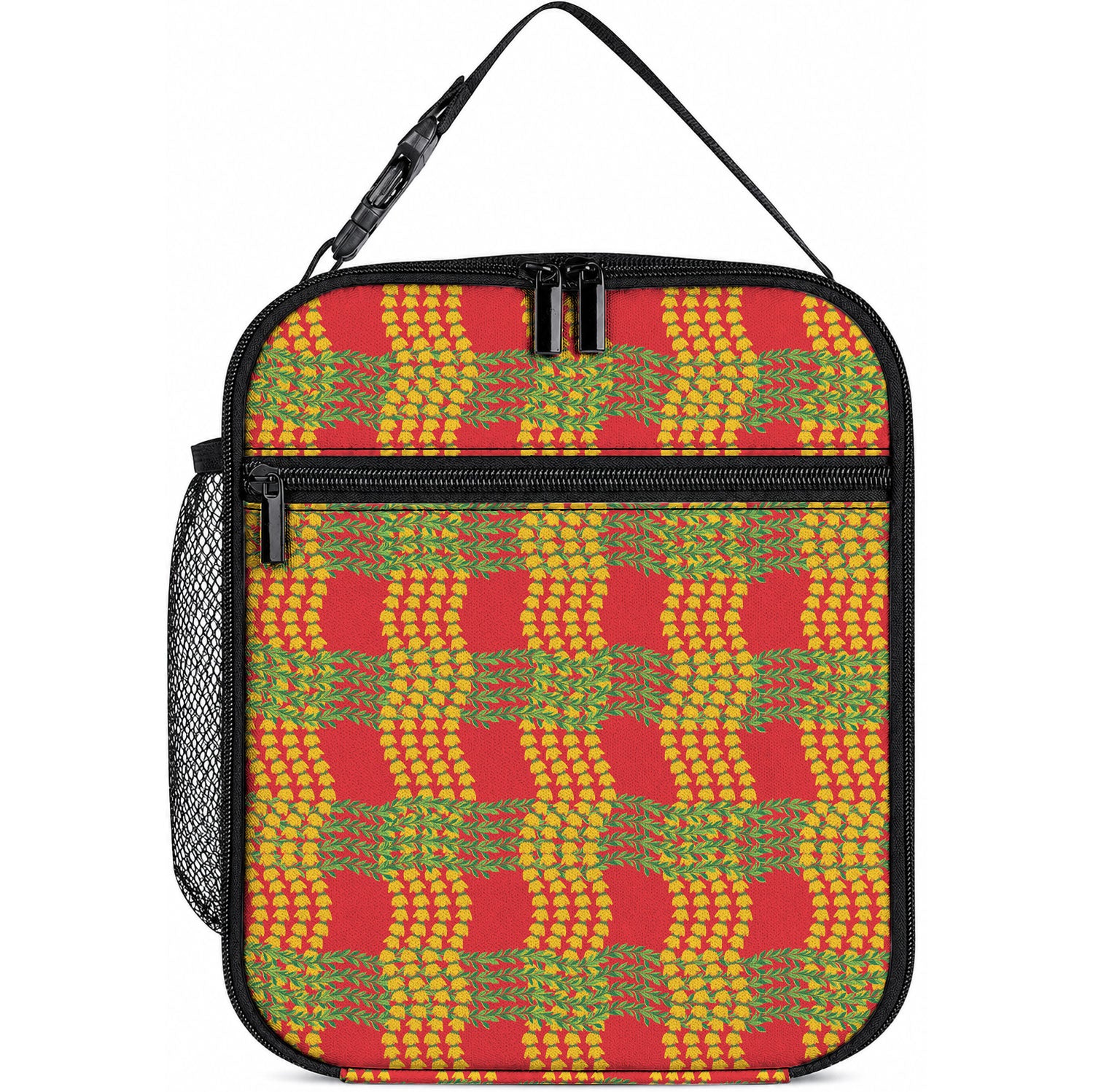 Aloha Hawaii Ilima Maile Lei Lunch Bag Palaka Inspired Hawaiian-plaid Red LT14 10.2 × 8.3 × 4.3 inch Red - Polynesian Pride