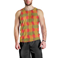 Aloha Hawaii Ilima Maile Lei Men Tank Top Palaka Inspired Hawaiian-plaid Red