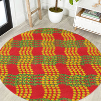 Aloha Hawaii Ilima Maile Lei Round Carpet Palaka Inspired Hawaiian-plaid Red