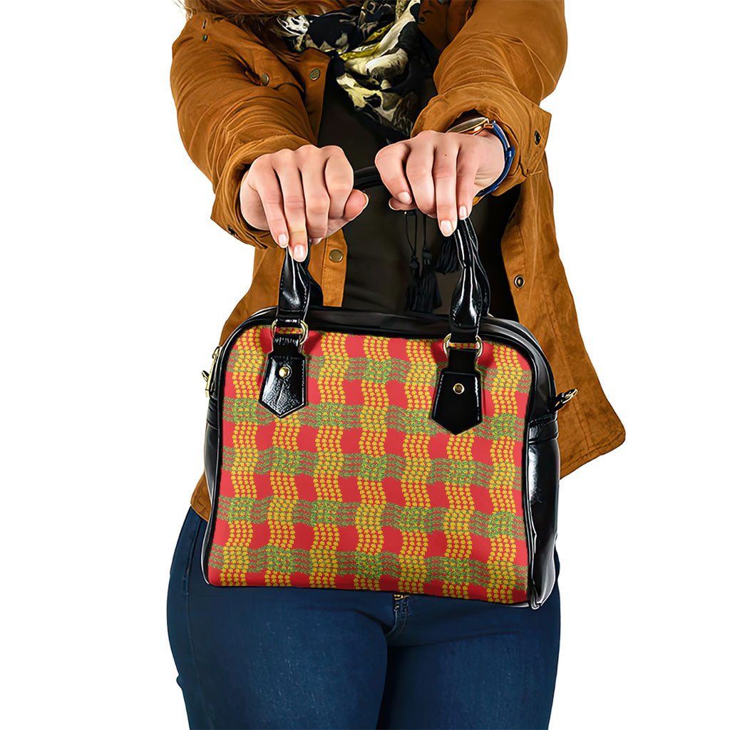 Aloha Hawaii Ilima Maile Lei Shoulder Handbag Palaka Inspired Hawaiian-plaid Red