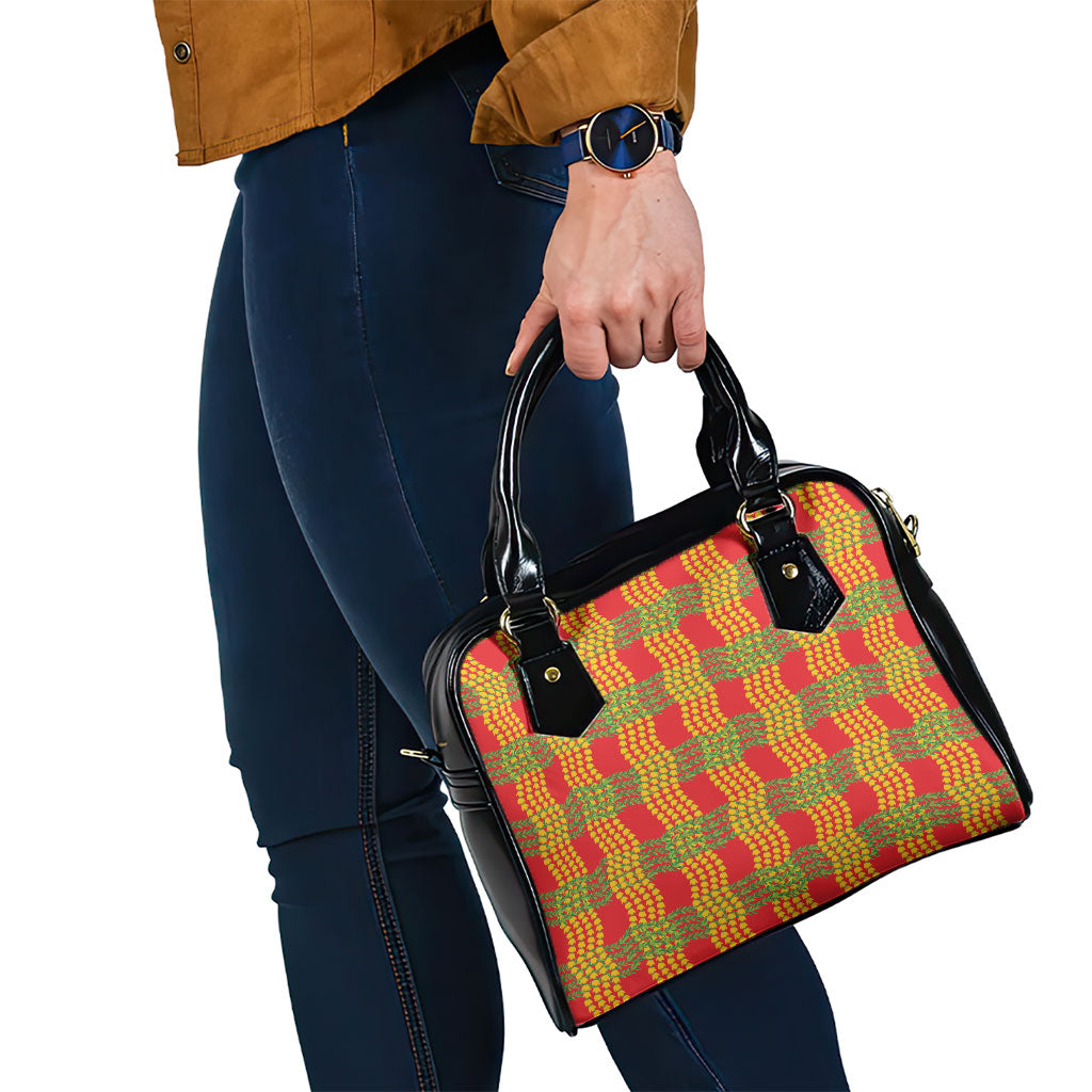 Aloha Hawaii Ilima Maile Lei Shoulder Handbag Palaka Inspired Hawaiian-plaid Red