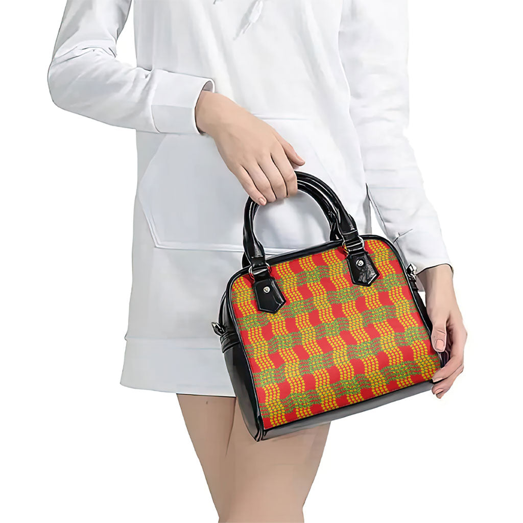 Aloha Hawaii Ilima Maile Lei Shoulder Handbag Palaka Inspired Hawaiian-plaid Red