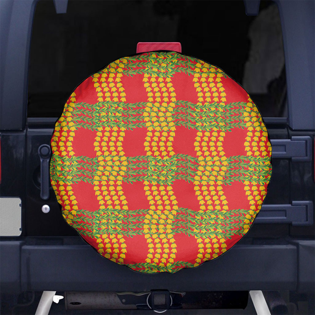 Aloha Hawaii Ilima Maile Lei Spare Tire Cover Palaka Inspired Hawaiian-plaid Red