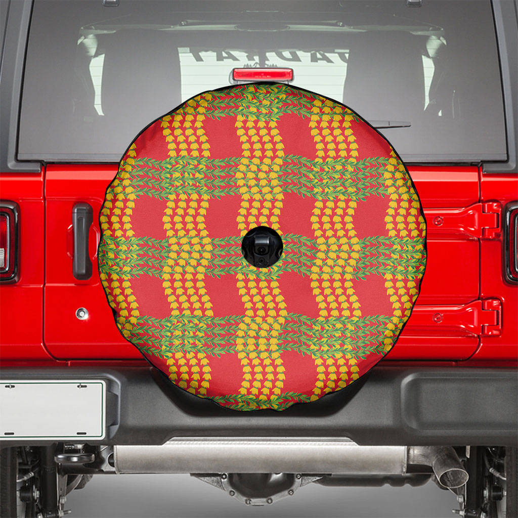 Aloha Hawaii Ilima Maile Lei Spare Tire Cover Palaka Inspired Hawaiian-plaid Red