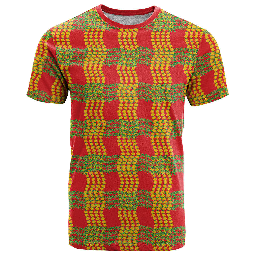 Aloha Hawaii Ilima Maile Lei T Shirt Palaka Inspired Hawaiian-plaid Red LT14 Red - Polynesian Pride