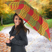Aloha Hawaii Ilima Maile Lei Umbrella Palaka Inspired Hawaiian-plaid Red