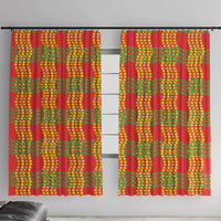 Aloha Hawaii Ilima Maile Lei Window Curtain Palaka Inspired Hawaiian-plaid Red