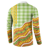Hawaii Leis Palaka Motifs Button Sweatshirt Pikake Pakalana Maile Ilima Kakau Style
