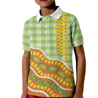 Hawaii Leis Palaka Motifs Kid Polo Shirt Pikake Pakalana Maile Ilima Kakau Style