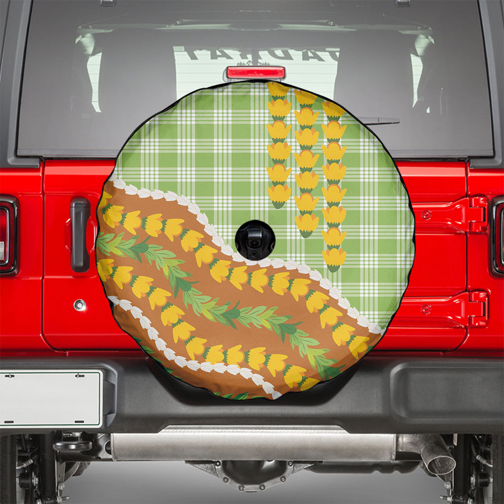 Hawaii Leis Palaka Motifs Spare Tire Cover Pikake Pakalana Maile Ilima Kakau Style