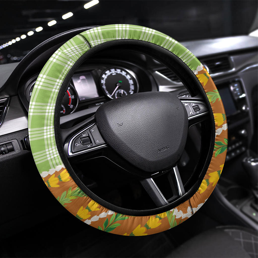 Hawaii Leis Palaka Motifs Steering Wheel Cover Pikake Pakalana Maile Ilima Kakau Style