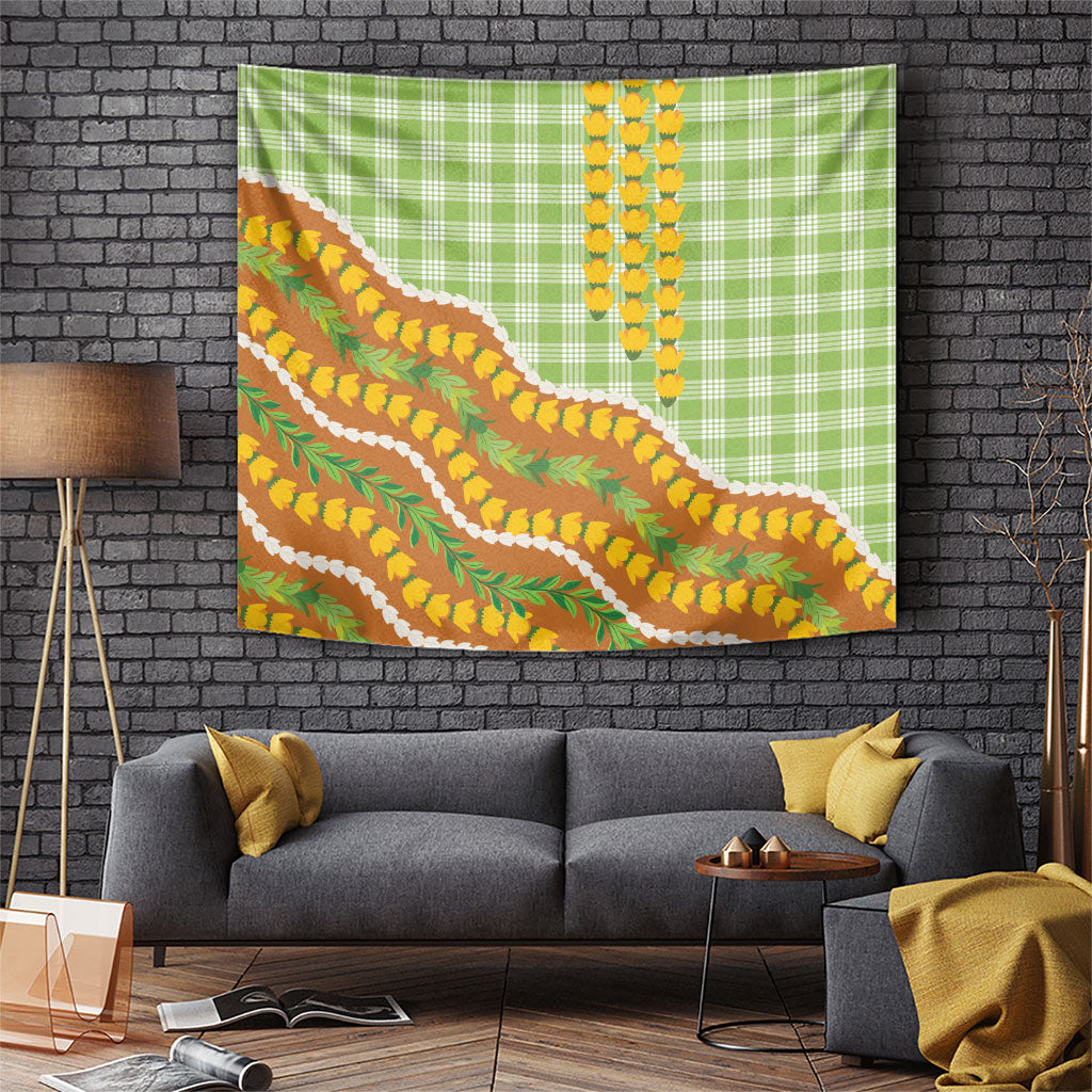 Hawaii Leis Palaka Motifs Tapestry Pikake Pakalana Maile Ilima Kakau Style