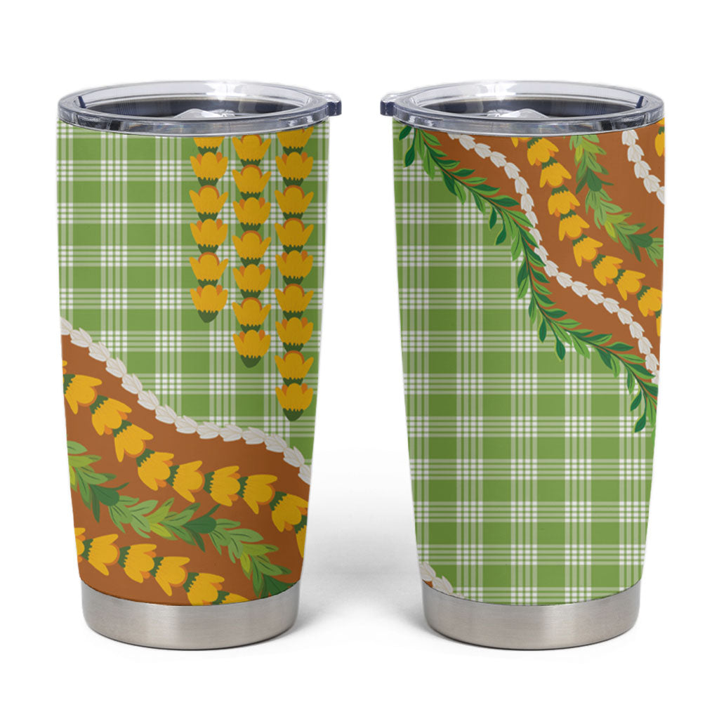 Hawaii Leis Palaka Motifs Tumbler Cup Pikake Pakalana Maile Ilima Kakau Style LT14 Multicolor - Polynesian Pride