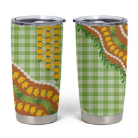 Hawaii Leis Palaka Motifs Tumbler Cup Pikake Pakalana Maile Ilima Kakau Style