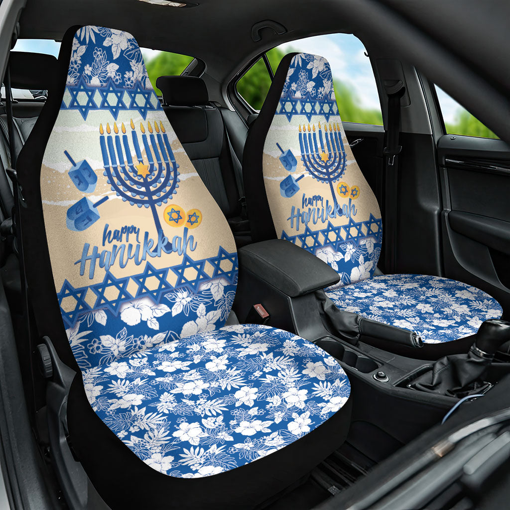 Chanukah Jewish Hawaii Car Seat Cover Festival of Lights Hanukkah Menorah Tropical Flowers LT14 One Size Blue - Polynesian Pride