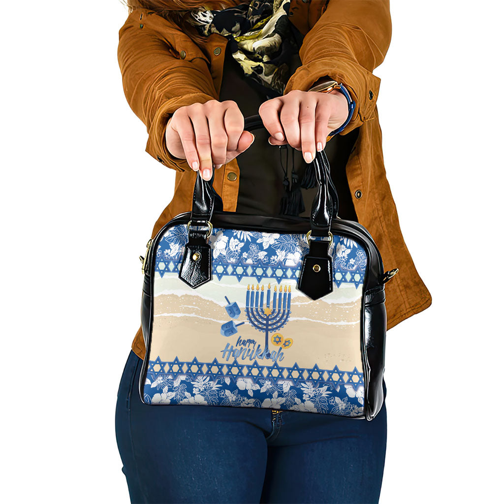 Chanukah Jewish Hawaii Shoulder Handbag Festival of Lights Hanukkah Menorah Tropical Flowers LT14 One Size Blue - Polynesian Pride