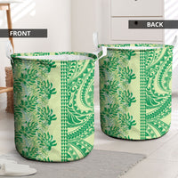 Lime Green Hibiscus Monstera Seamless Kakau Hawaii Laundry Basket LT14 - Polynesian Pride