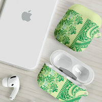 Lime Green Hibiscus Monstera Seamless Kakau Hawaii AirPods Case LT14 - Polynesian Pride