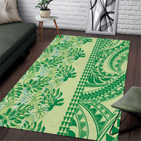 Lime Green Hibiscus Monstera Seamless Kakau Hawaii Area Rug LT14 Lime Green - Polynesian Pride
