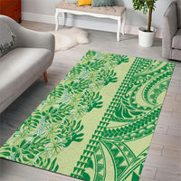 Lime Green Hibiscus Monstera Seamless Kakau Hawaii Area Rug LT14 - Polynesian Pride