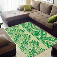 Lime Green Hibiscus Monstera Seamless Kakau Hawaii Area Rug LT14 - Polynesian Pride