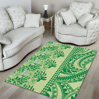 Lime Green Hibiscus Monstera Seamless Kakau Hawaii Area Rug LT14 - Polynesian Pride