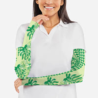 Lime Green Hibiscus Monstera Seamless Kakau Hawaii Arm Sleeves LT14 - Polynesian Pride
