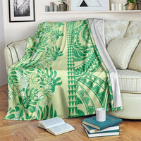 Lime Green Hibiscus Monstera Seamless Kakau Hawaii Blanket LT14 Lime Green - Polynesian Pride