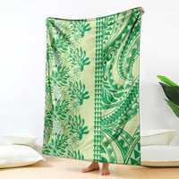 Lime Green Hibiscus Monstera Seamless Kakau Hawaii Blanket LT14 - Polynesian Pride