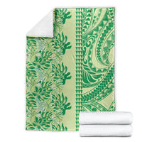 Lime Green Hibiscus Monstera Seamless Kakau Hawaii Blanket LT14 - Polynesian Pride