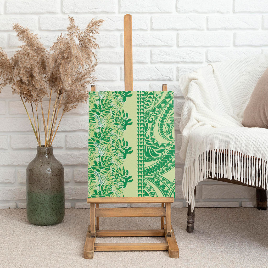 Lime Green Hibiscus Monstera Seamless Kakau Hawaii Canvas Wall Art LT14 - Polynesian Pride