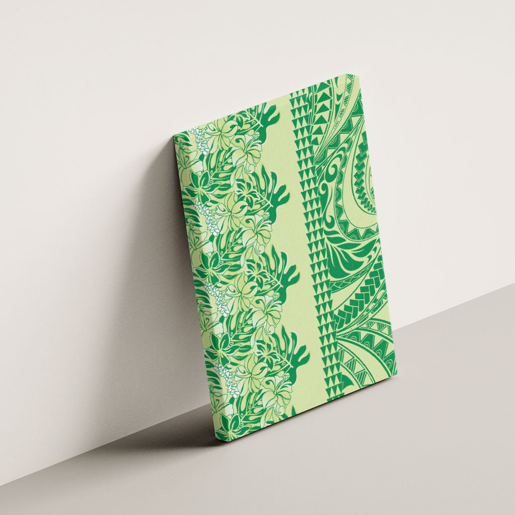 Lime Green Hibiscus Monstera Seamless Kakau Hawaii Canvas Wall Art LT14 - Polynesian Pride
