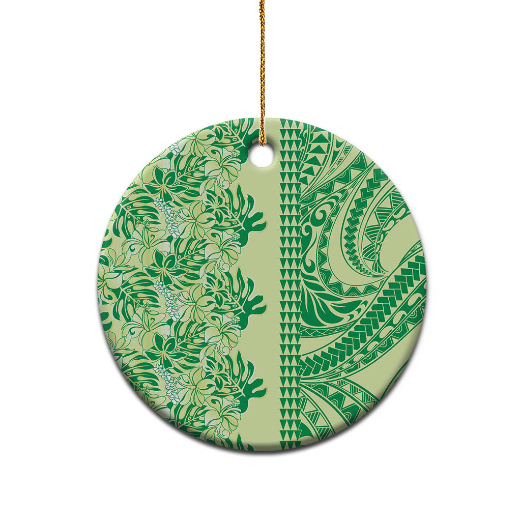 Lime Green Hibiscus Monstera Seamless Kakau Hawaii Ceramic Ornament LT14 - Polynesian Pride