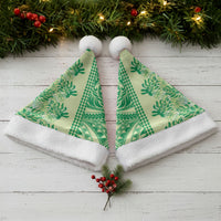Lime Green Hibiscus Monstera Seamless Kakau Hawaii Christmas Santa Hat LT14 - Polynesian Pride