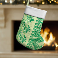 Lime Green Hibiscus Monstera Seamless Kakau Hawaii Christmas Stocking