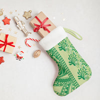Lime Green Hibiscus Monstera Seamless Kakau Hawaii Christmas Stocking