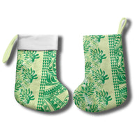 Lime Green Hibiscus Monstera Seamless Kakau Hawaii Christmas Stocking