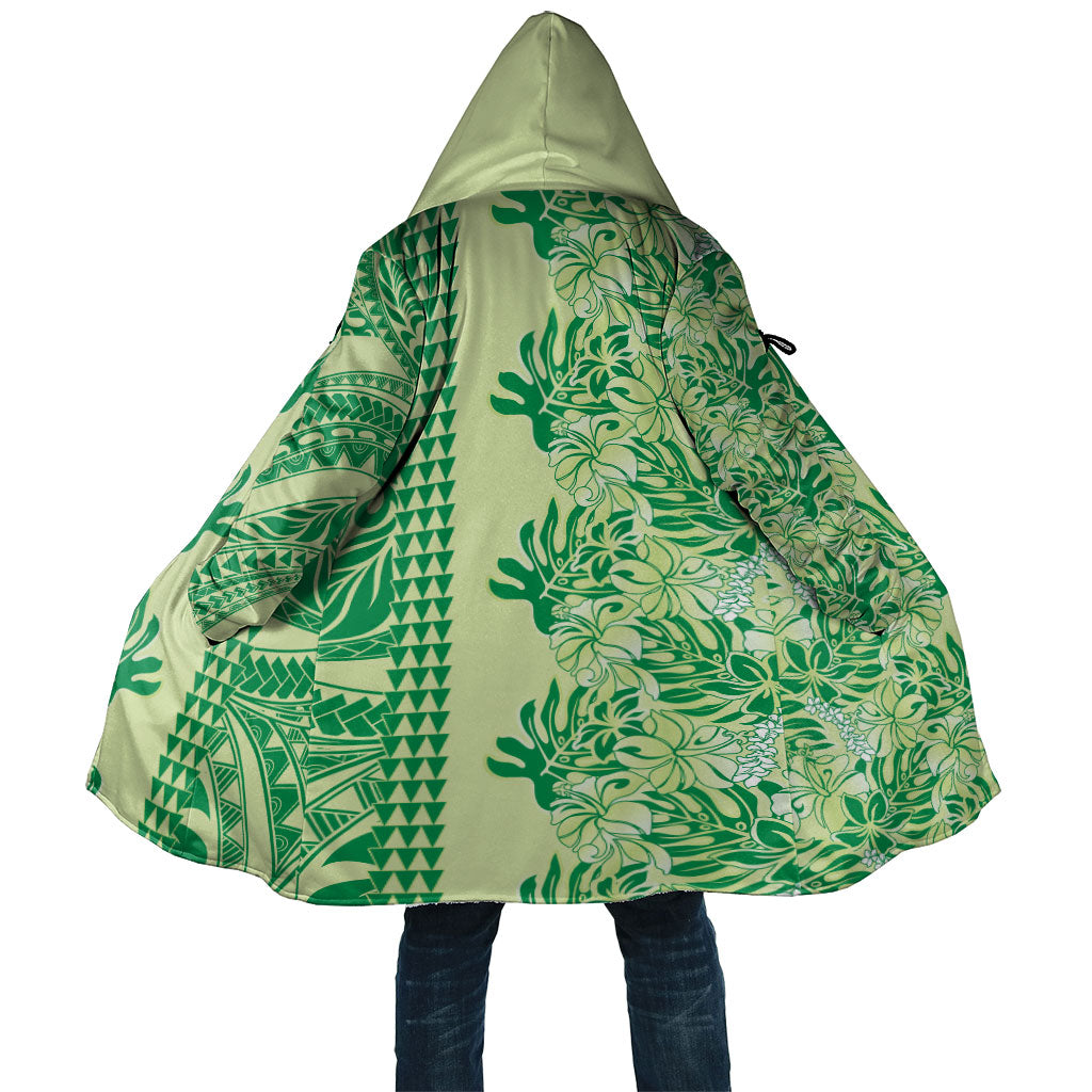 Lime Green Hibiscus Monstera Seamless Kakau Hawaii Cloak LT14 Unisex Lime Green - Polynesian Pride