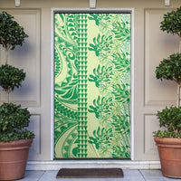 Lime Green Hibiscus Monstera Seamless Kakau Hawaii Door Cover LT14 Lime Green - Polynesian Pride