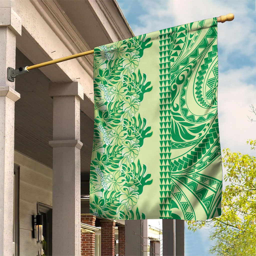Lime Green Hibiscus Monstera Seamless Kakau Hawaii Garden Flag LT14 House Flag Lime Green - Polynesian Pride