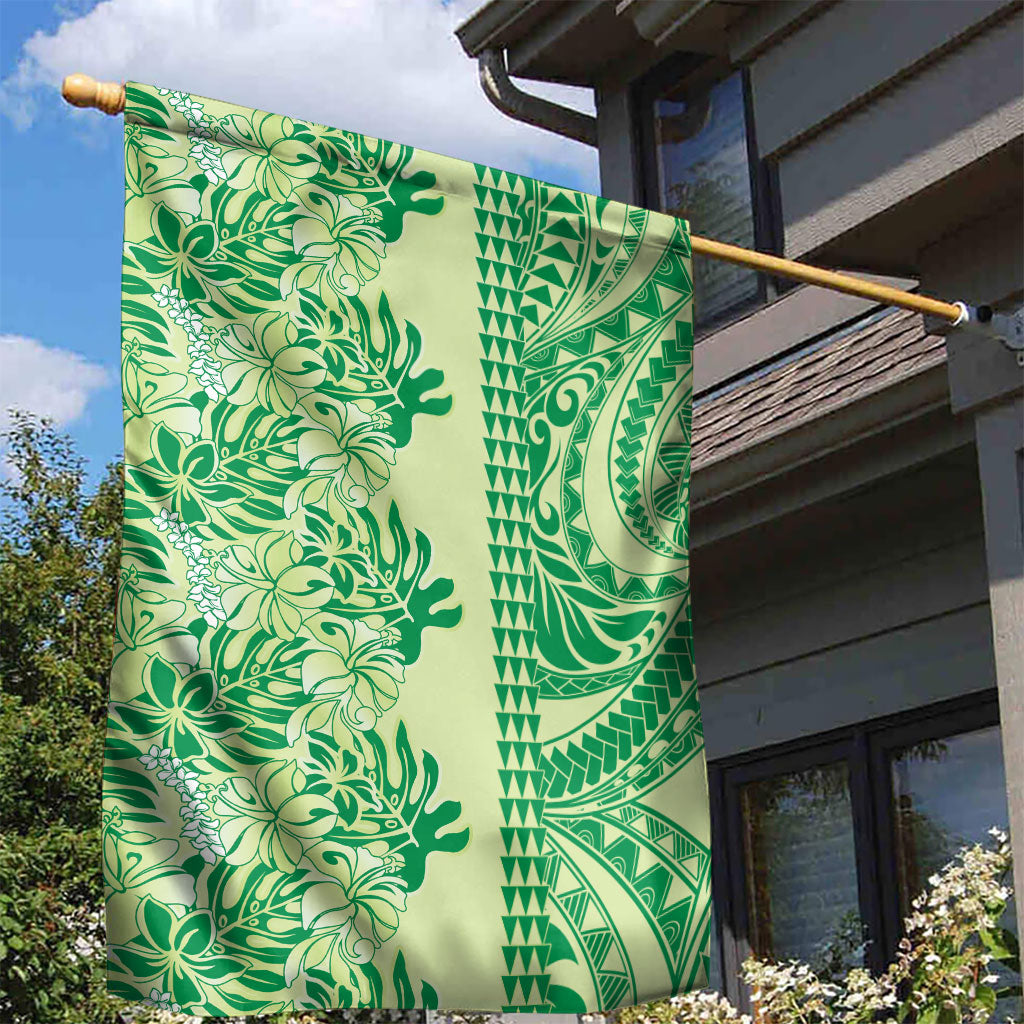 Lime Green Hibiscus Monstera Seamless Kakau Hawaii Garden Flag LT14 - Polynesian Pride