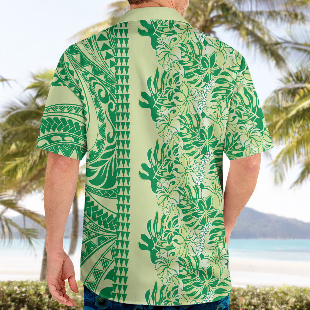 Lime Green Hibiscus Monstera Seamless Kakau Hawaii Hawaiian Shirt LT14 - Polynesian Pride