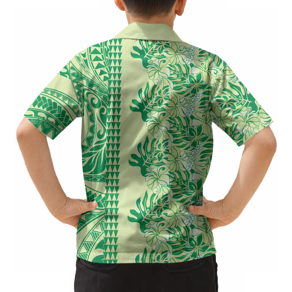 Lime Green Hibiscus Monstera Seamless Kakau Hawaii Hawaiian Shirt LT14 - Polynesian Pride