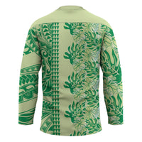Lime Green Hibiscus Monstera Seamless Kakau Hawaii Hockey Jersey LT14 - Polynesian Pride
