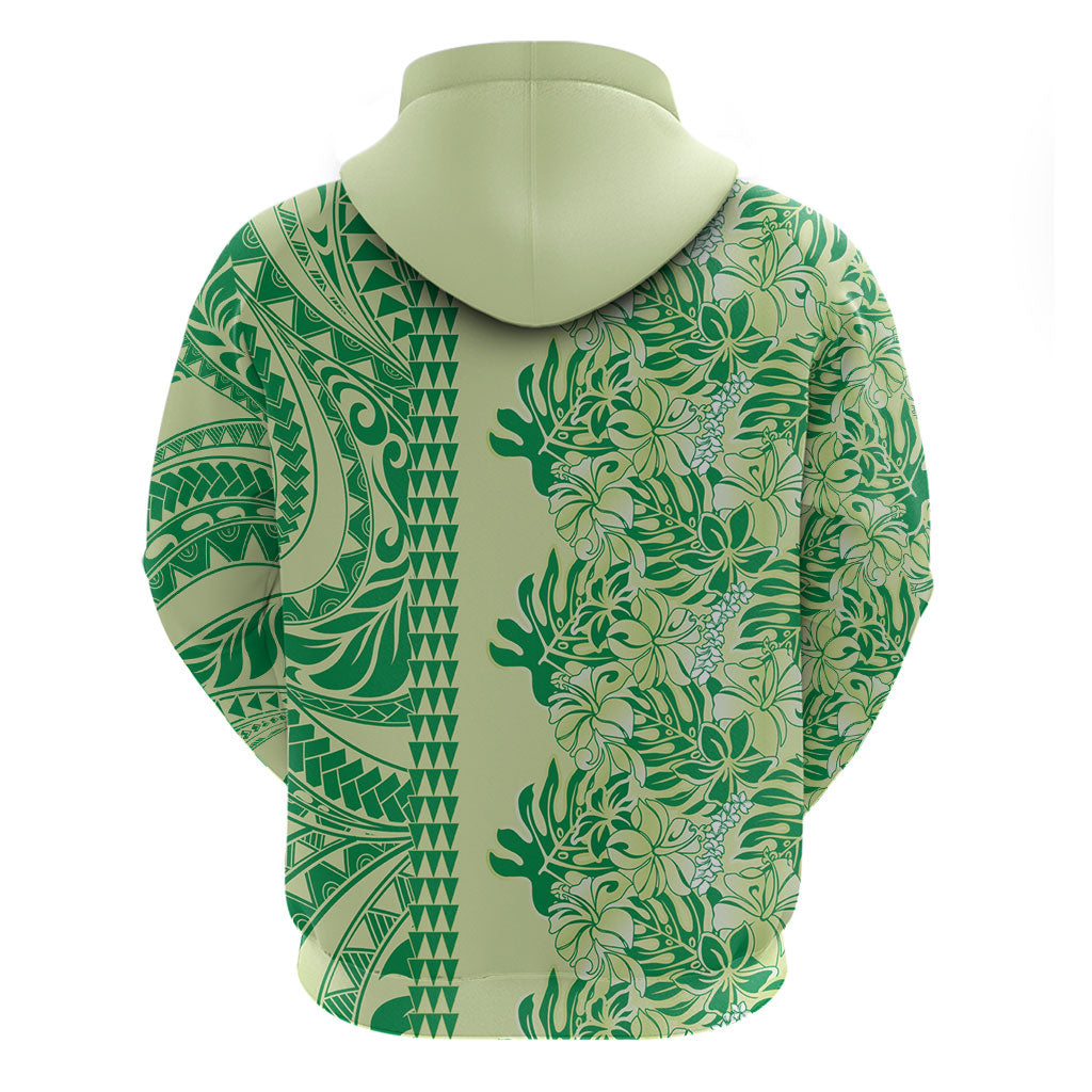Lime Green Hibiscus Monstera Seamless Kakau Hawaii Hoodie LT14 - Polynesian Pride
