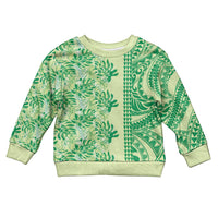 Lime Green Hibiscus Monstera Seamless Kakau Hawaii Kid Ugly Christmas Sweater LT14 Kid Lime Green - Polynesian Pride
