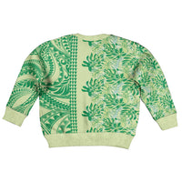Lime Green Hibiscus Monstera Seamless Kakau Hawaii Kid Ugly Christmas Sweater LT14 - Polynesian Pride