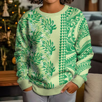 Lime Green Hibiscus Monstera Seamless Kakau Hawaii Kid Ugly Christmas Sweater LT14 - Polynesian Pride