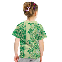 Lime Green Hibiscus Monstera Seamless Kakau Hawaii Kid T Shirt LT14 - Polynesian Pride